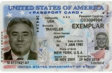 Front of Sample Passport Card